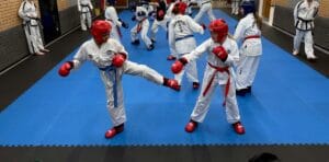 Adult Taekwon-Do class in Hitchin training for colour belt grading at HSTS