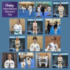 “Women and girls training Taekwon-Do at HSTS Taekwon-Do clubs” “Female Taekwon-Do students practicing martial arts in Barton-Le-Clay” “HSTS Taekwon-Do girls and women celebrating International Women’s Day 2026”