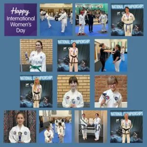 “Women and girls training Taekwon-Do at HSTS Taekwon-Do clubs” “Female Taekwon-Do students practicing martial arts in Barton-Le-Clay” “HSTS Taekwon-Do girls and women celebrating International Women’s Day 2026”