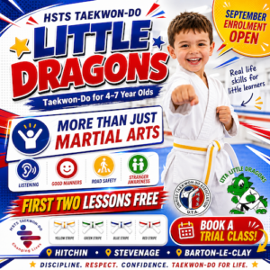HSTS Little Dragons Taekwon-Do classes for 4–7 year olds in Hitchin, Stevenage and Barton-le-Clay