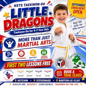 HSTS Little Dragons Taekwon-Do classes for 4–7 year olds in Hitchin, Stevenage and Barton-le-Clay